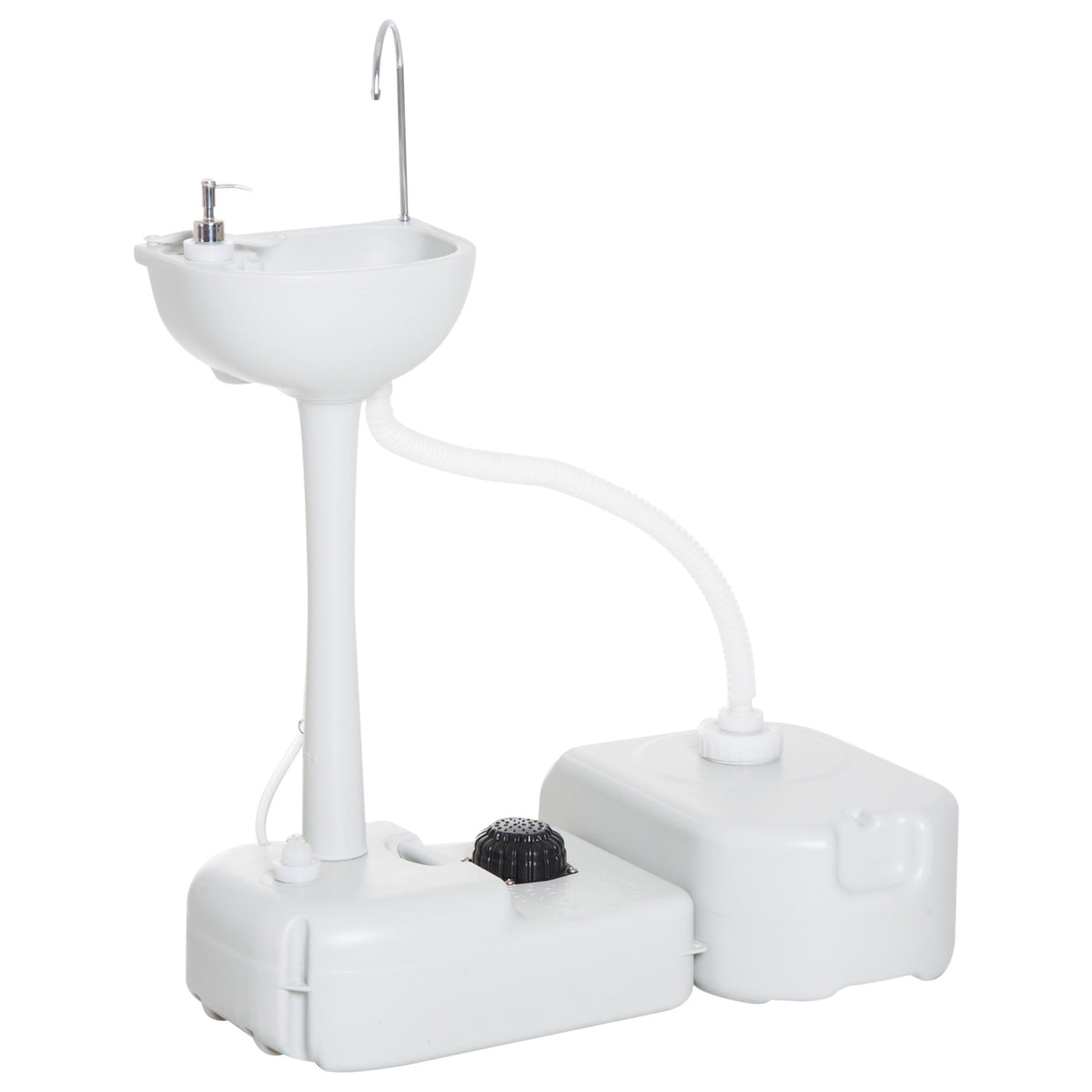 Camping Washbasin Hand Wash Basin With Collection Container For Wastewater 17L Water Tank Sink With Dispenser Mobile Hdpe Gray 83 X 50 X 103 Cm