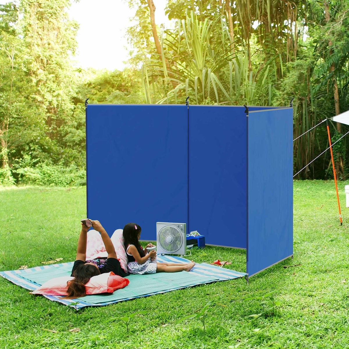 Camping Windbreak Privacy Screen 450x150cm, Blue