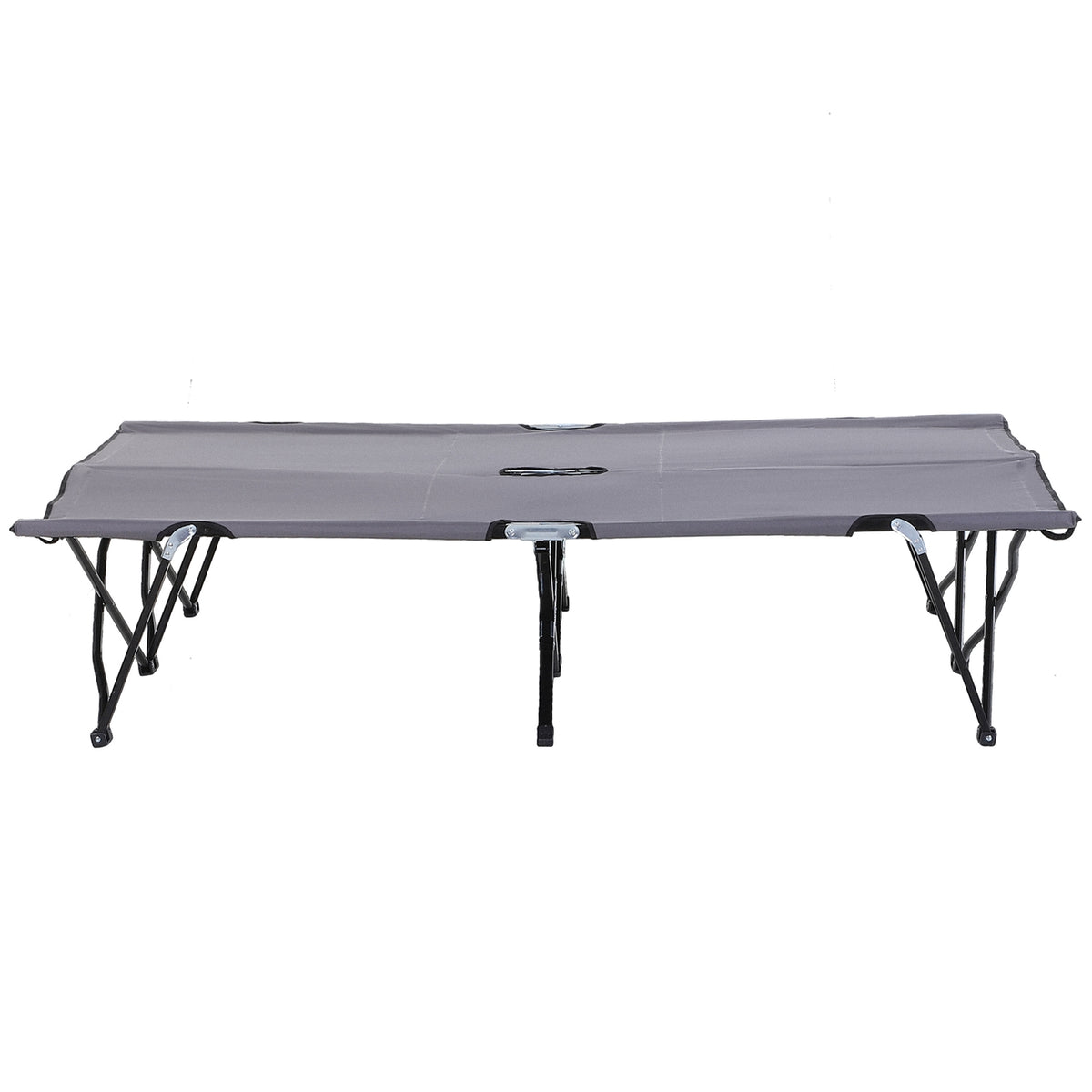 Camping bed, foldable for 2 people, camp bed, folding bed with carrying bag, can hold up to 136 kg, steel Oxford gray 193 x 125 x 40 cm