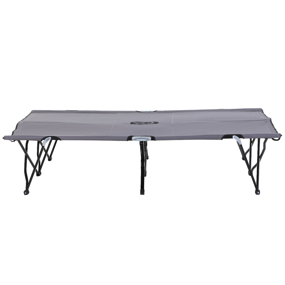 Camping bed, foldable for 2 people, camp bed, folding bed with carrying bag, can hold up to 136 kg, steel Oxford gray 193 x 125 x 40 cm