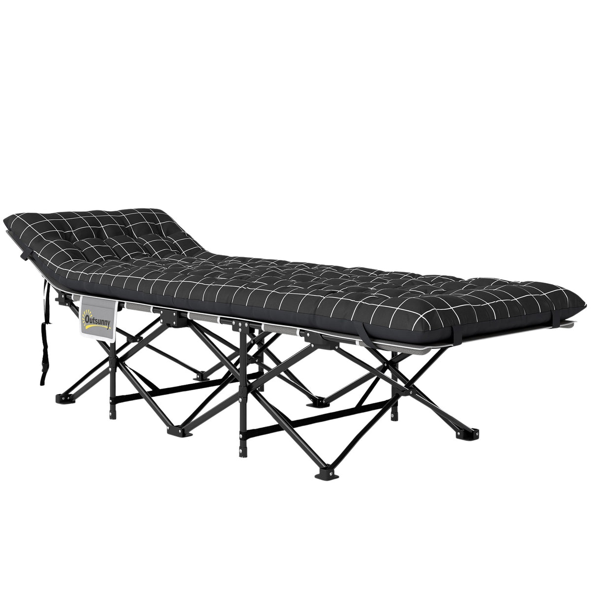 Camping bed folding camp bed with side pocket mattress non-slip guest bed can hold up to 150 kg outdoor Oxford black 190 x 67 x 37 cm |