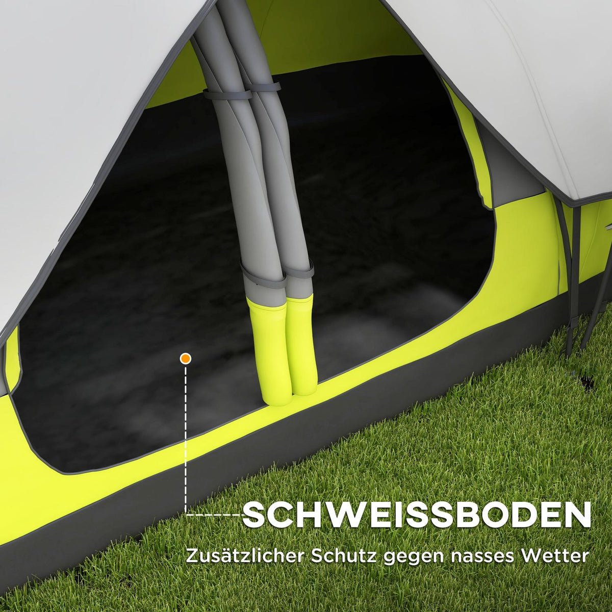 Camping tent, tunnel tent for 8 people, with light hooks, mesh window, 2 rooms, windproof family tent with carry bag, 2000mm water-repellent group tent for camping, garden, green