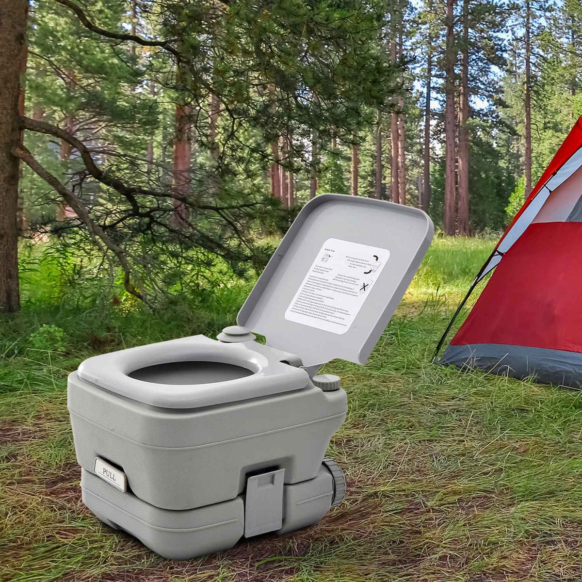 Camping toilet, foldable travel toilet, max. load capacity up to 200 kg, 10L folding toilet, dry separation toilet for camping, hiking, traveling, fishing, gray
