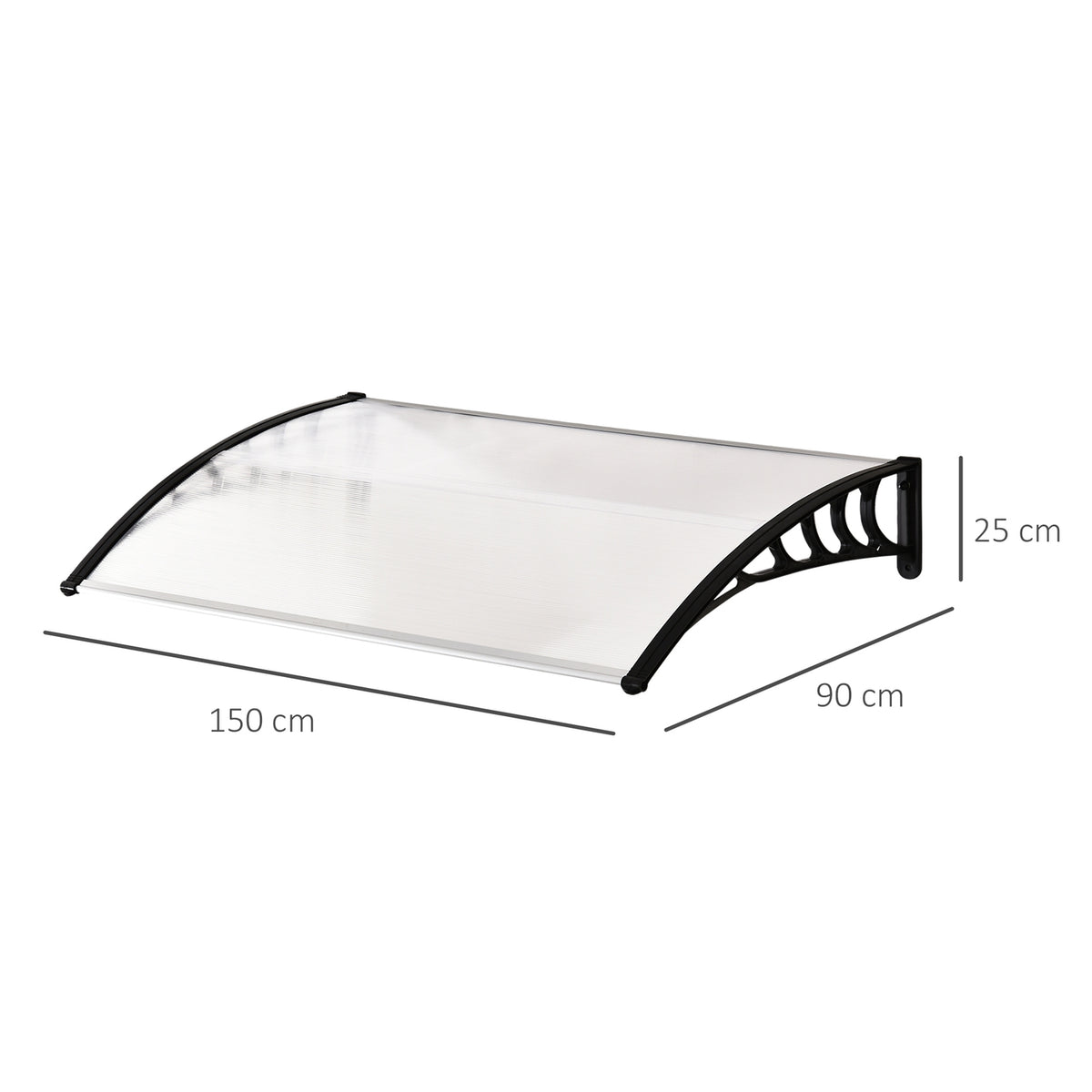 Canopy Front Door Canopy Arched Canopy Made Of Polycarbonate With Uv Protection, White, 90X150Cm