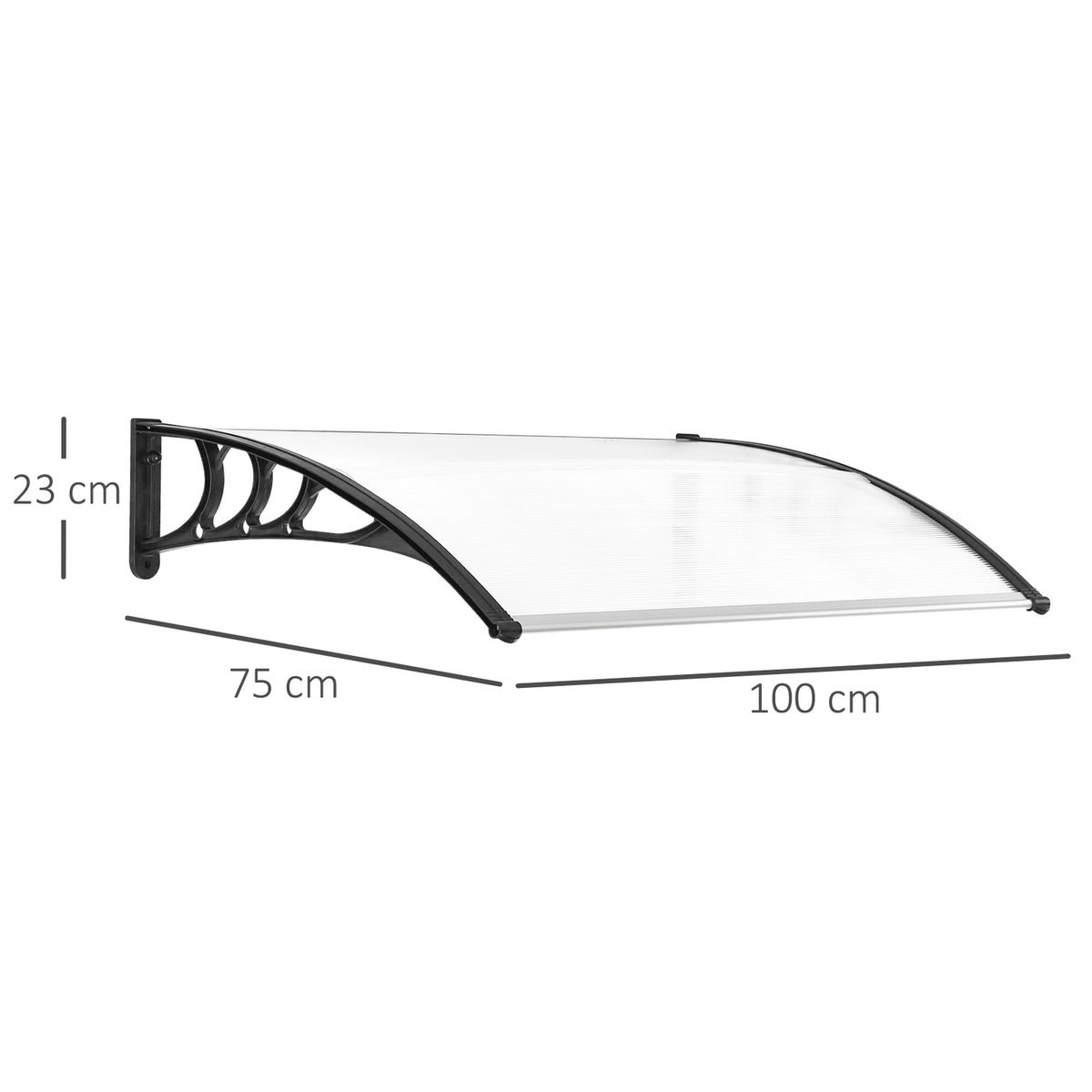 Canopy Front Door Patio Canopy Pent Canopy Made Of Polycarbonate, Transparent, 75X100Cm