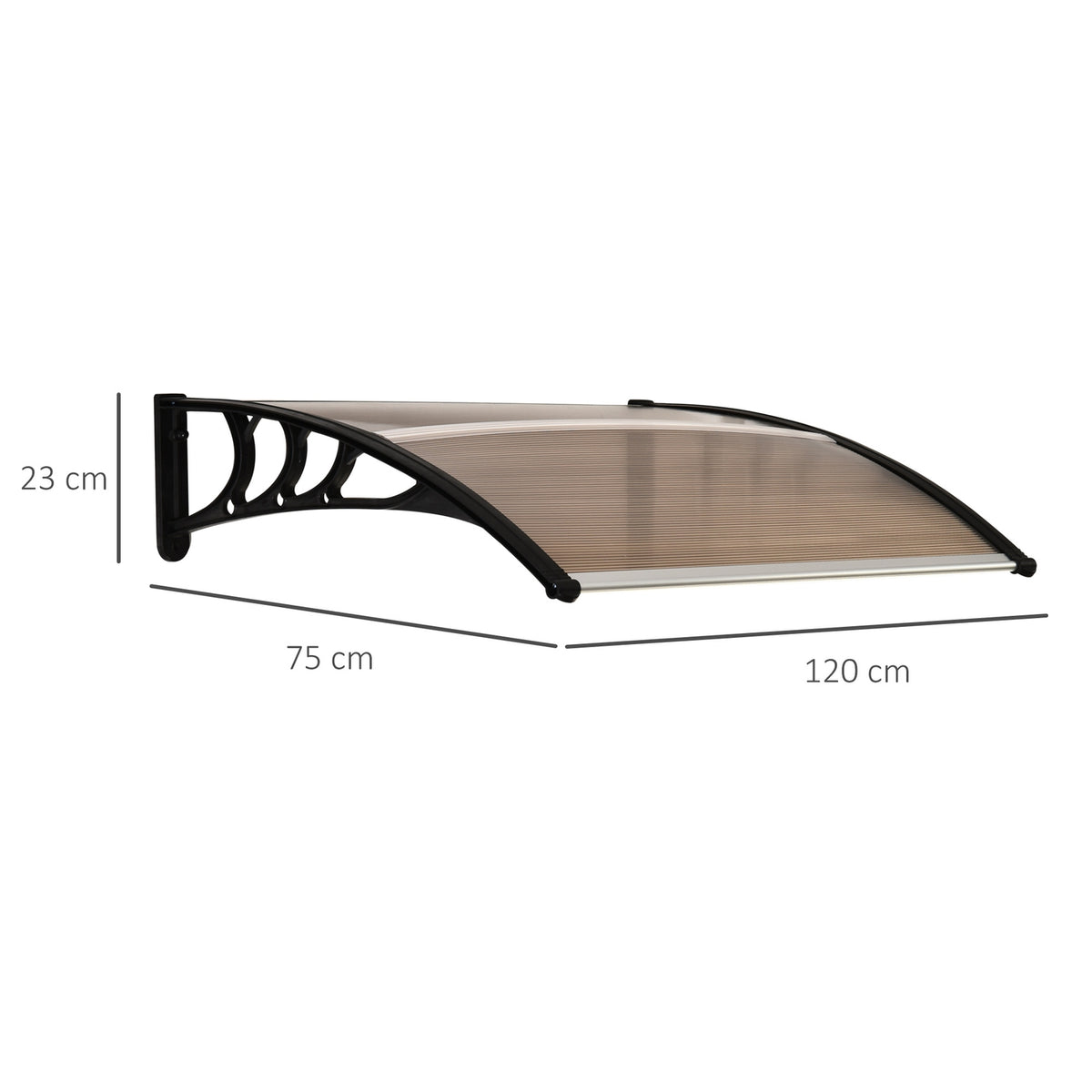 Canopy Front Door Pent Canopy Made Of Polycarbonate, Weatherproof, Brown, 120X75Cm