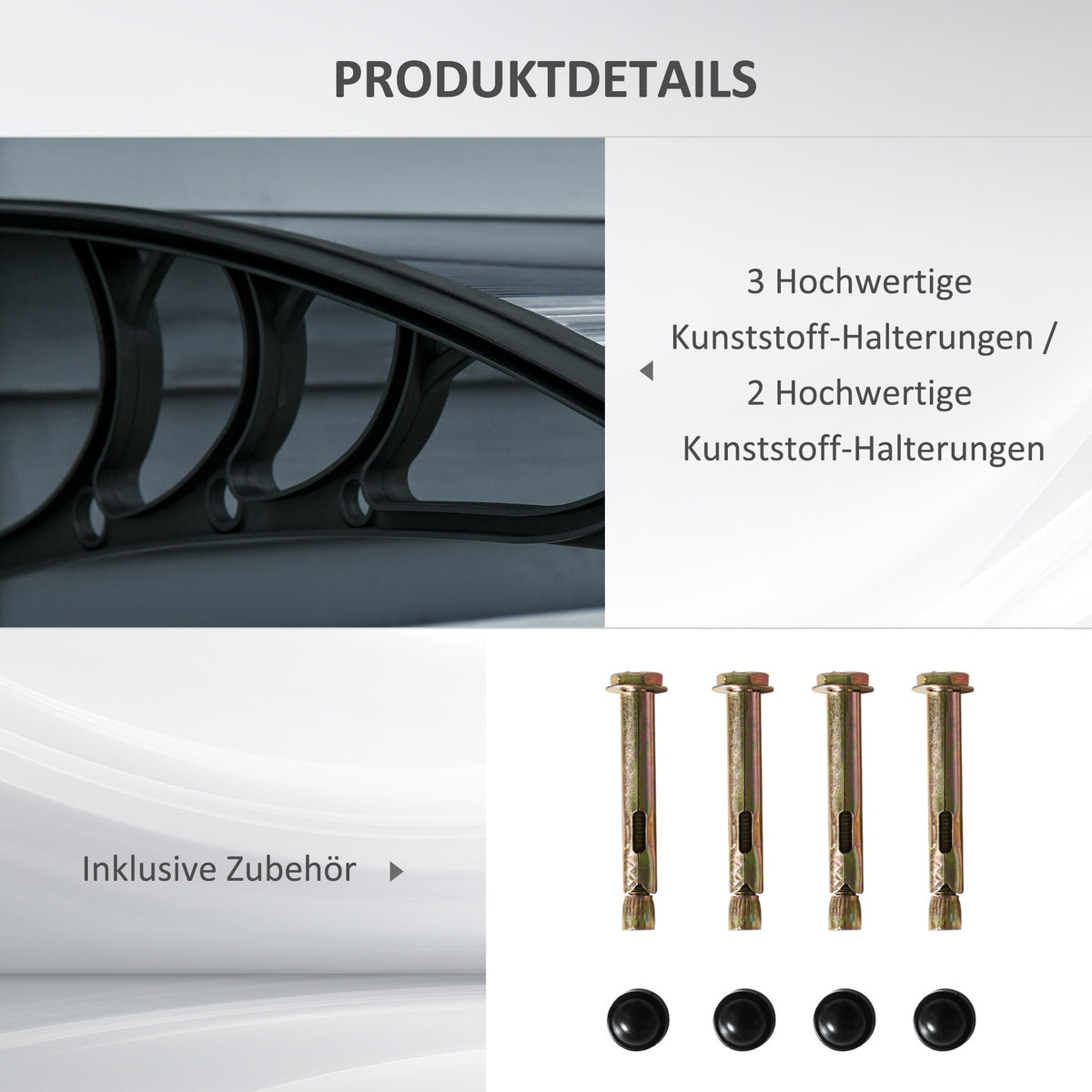 Canopy for front door 100 x 75 cm arched canopy canopy made of aluminum and polycarbonate canopy with UV protection front door canopy for balcony, sun protection, rain protection, black