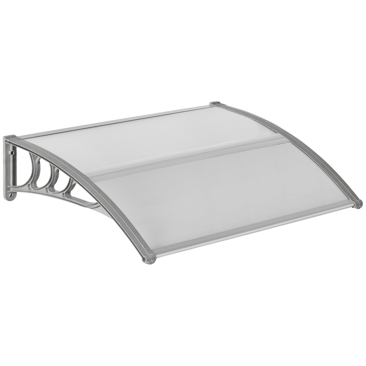 Canopy for front door 100 x 75 cm arched canopy canopy made of aluminum and polycarbonate canopy with UV protection front door canopy for balcony, sun protection, rain protection, silver
