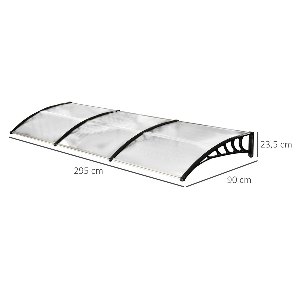 Canopy for front door canopy 90 x 295 cm, arched canopy with UV protection, front door roof sun protection made of polycarbonate rain protection