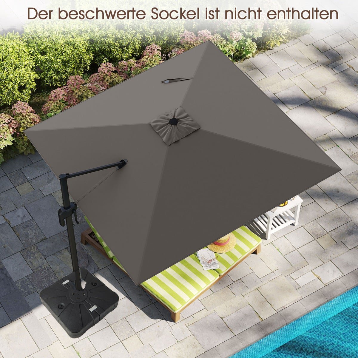 Cantilever Patio Umbrella 300x300 cm, 360 Rotation