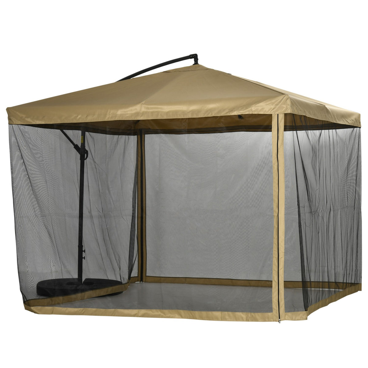 Cantilever umbrella, 296 x 296cm parasol with mesh sides, tilting market umbrella, umbrella weight, garden umbrella for terrace, balcony