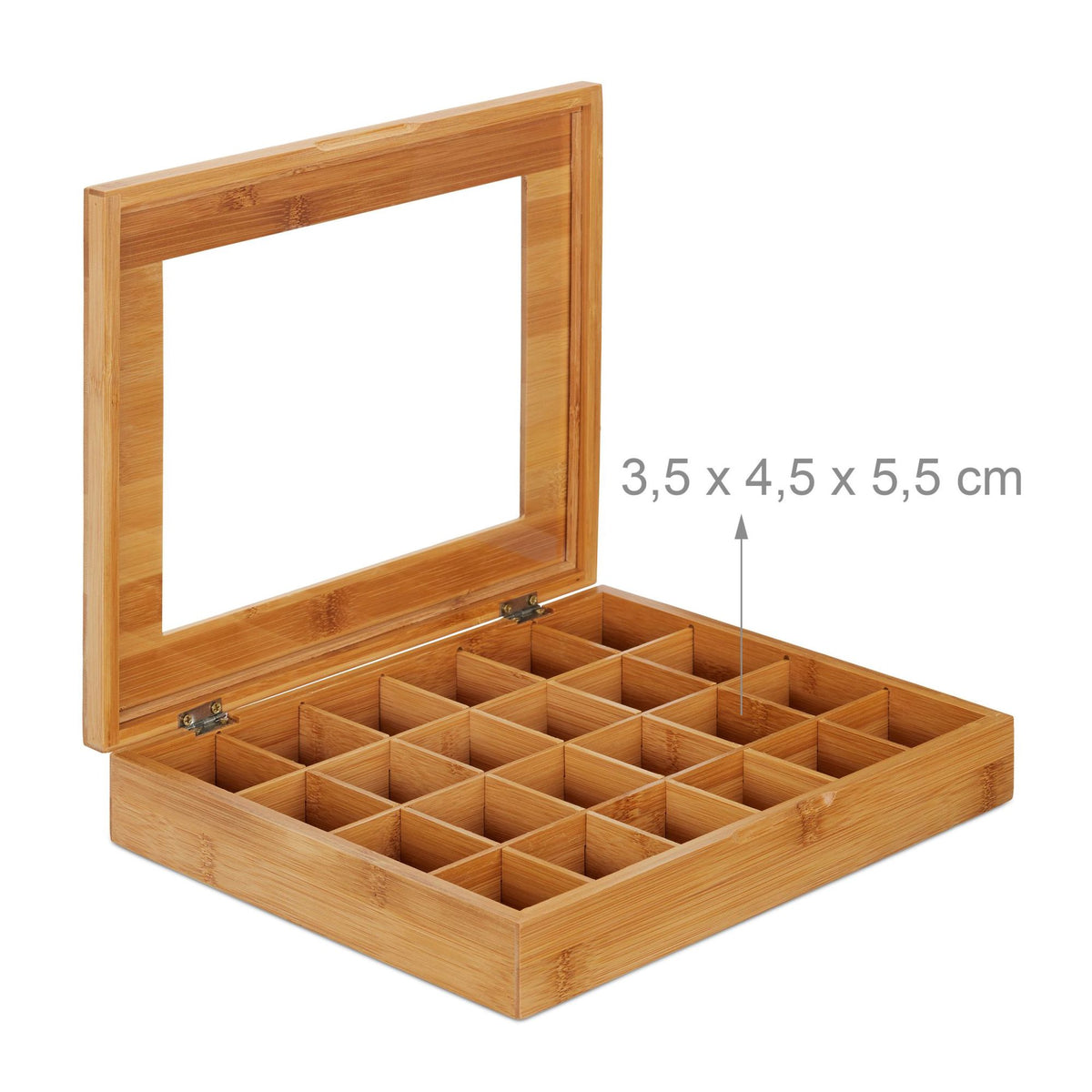 Capsule box in bamboo with 24 compartments