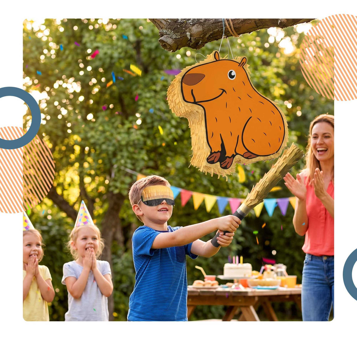 Capybara Pinata Set, Stick And Blindfold Included