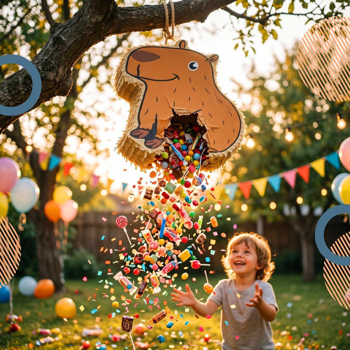 Capybara Pinata Set, Stick And Blindfold Included