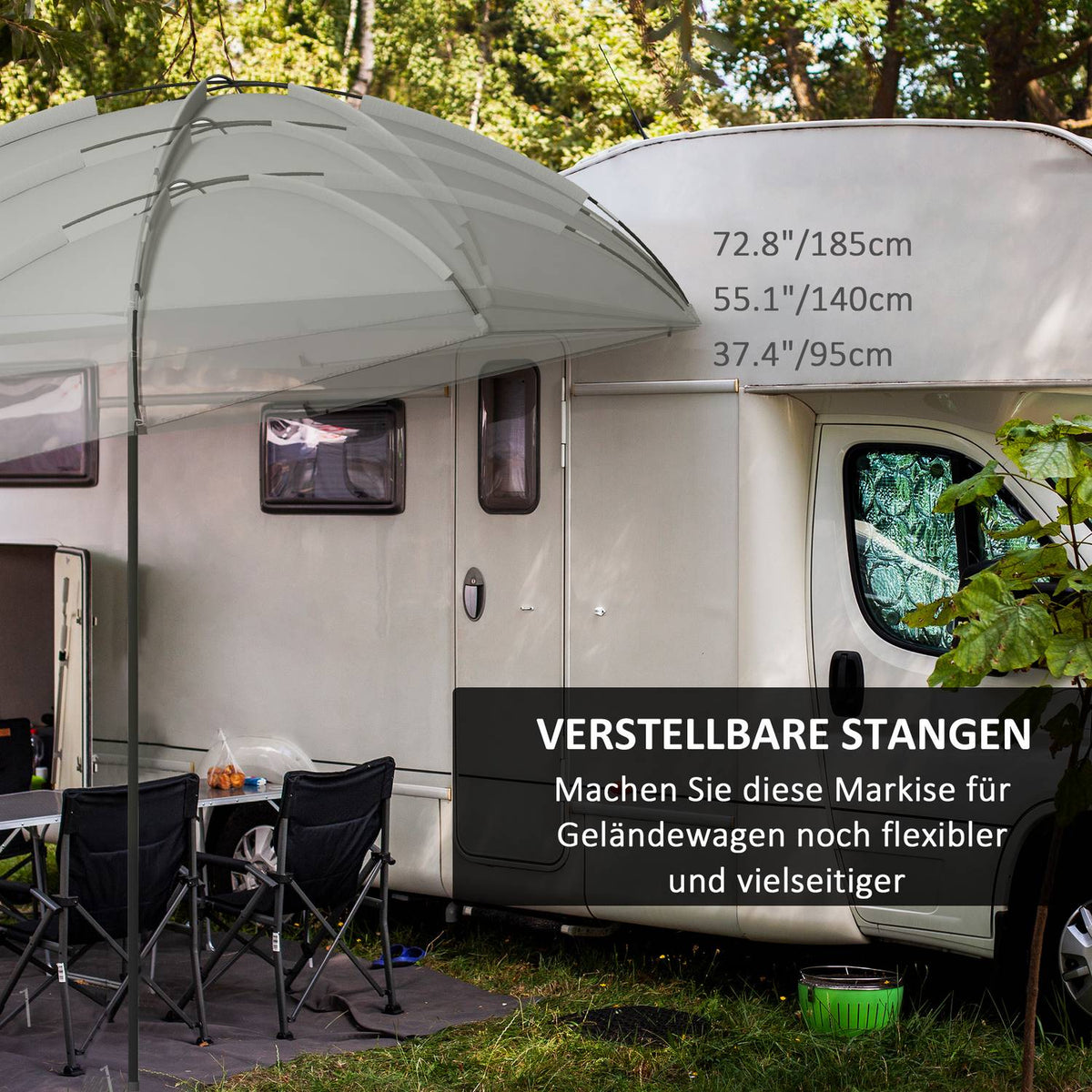 Car Awning Waterproof Car Awning Tent Rain Cover Sun Protection Lightweight Portable For Truck Motorhome 2.9 X 2.8 X 2.3-2.6 M