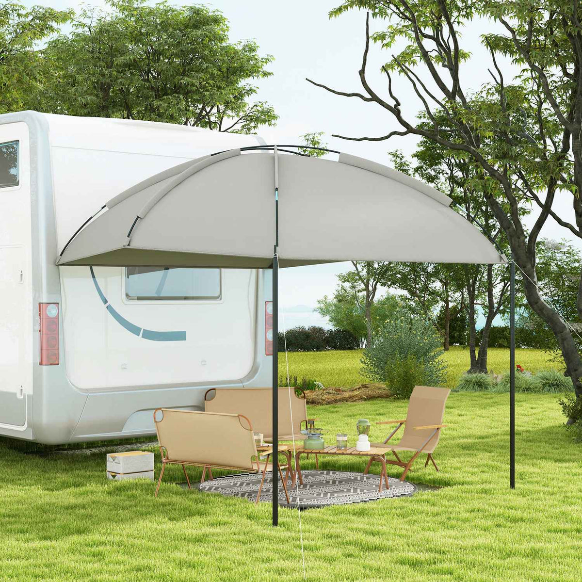 Car Awning Waterproof Car Awning Tent Rain Cover Sun Protection Lightweight Portable For Truck Motorhome 2.9 X 2.8 X 2.3-2.6 M