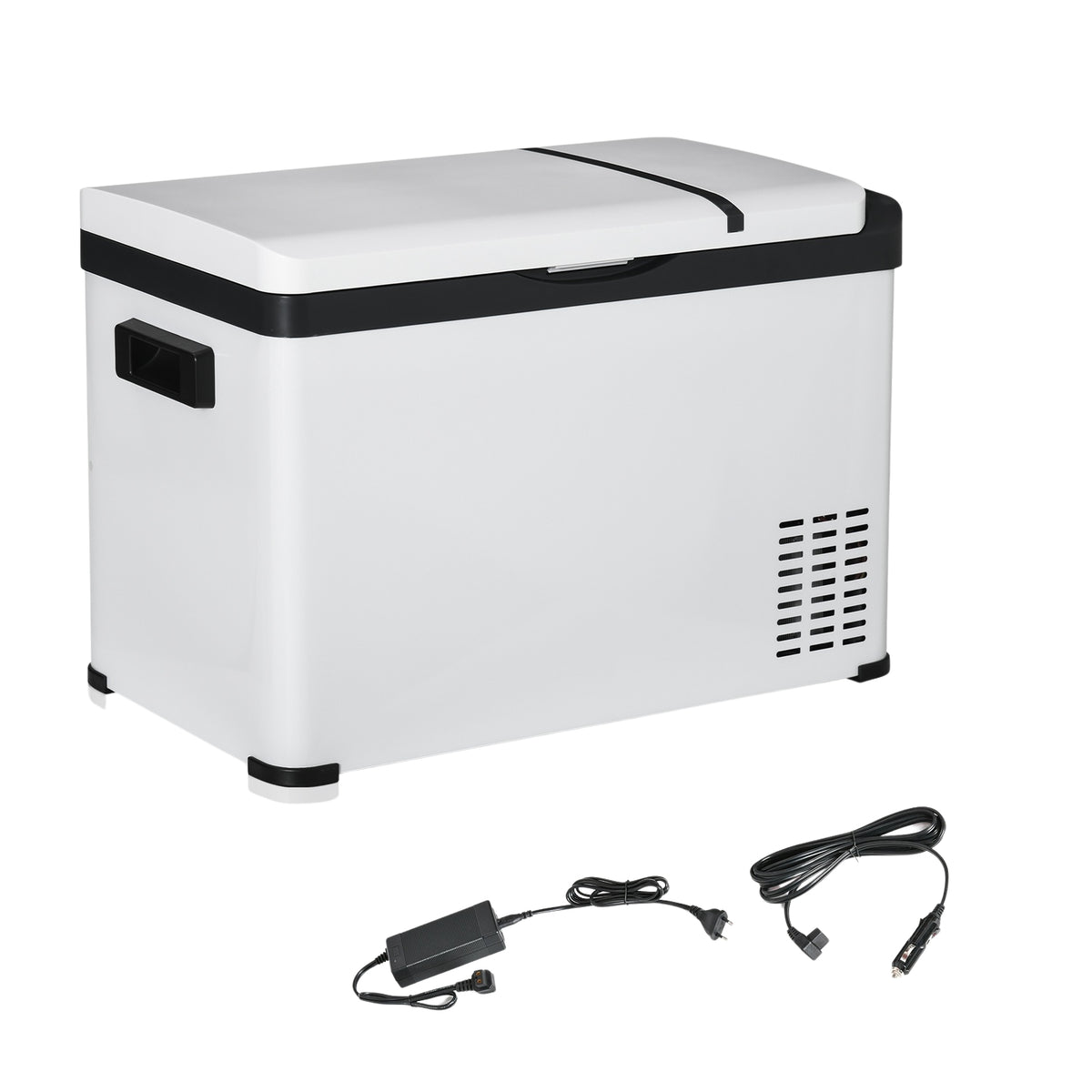 Car Cooler Box 30L With Lcd Display Compressor Car Fridge Electric Boat Camper Travel 12/24V Dc And 110-240V Ac White
