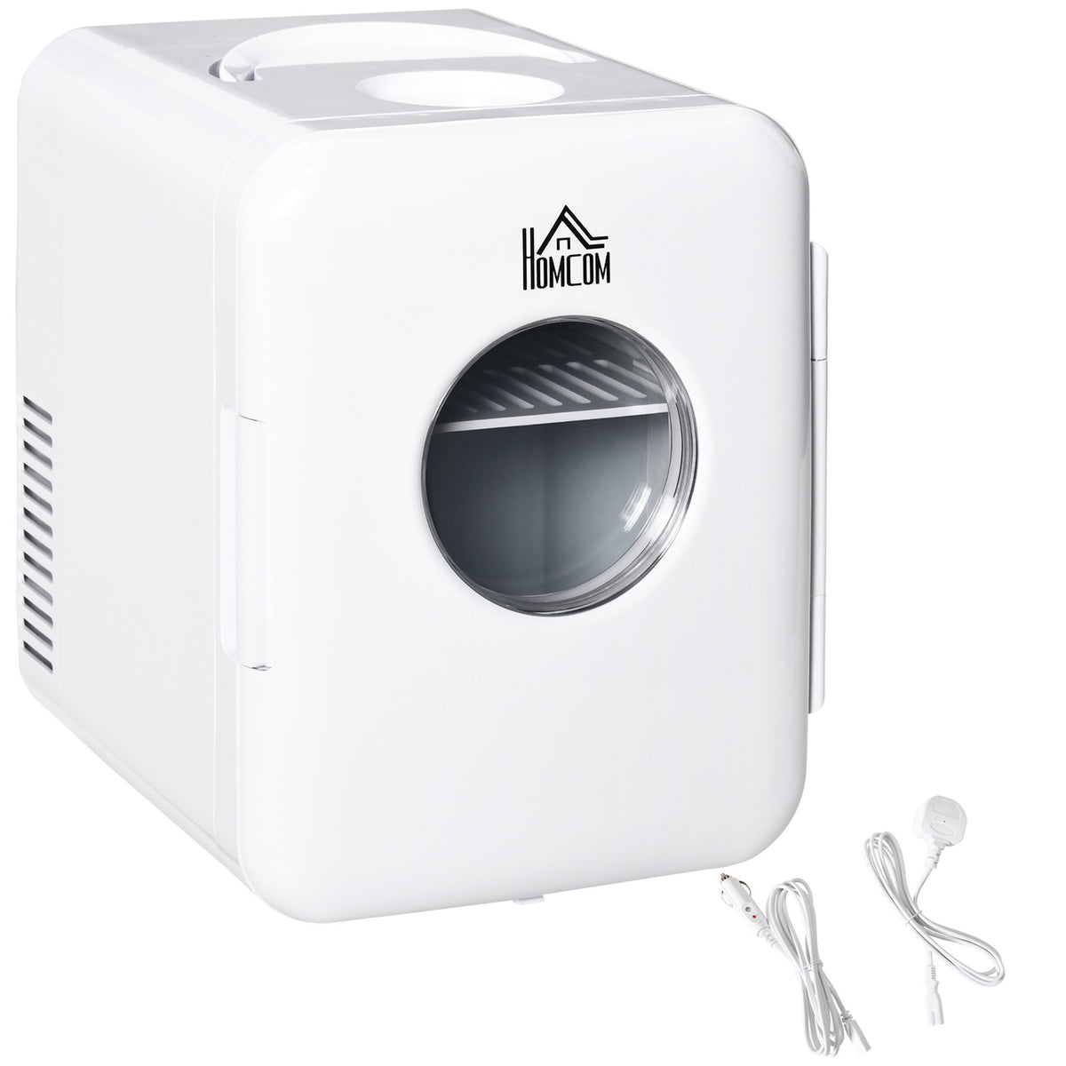 Car Cooler Box 4L Mini Fridge Dc12V Ac230V 60W Car Camping White 25.8X20.5X26.3Cm
