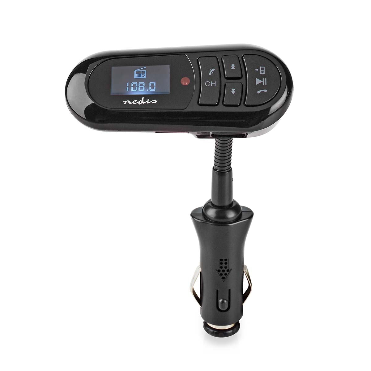 Car FM Transmitter | Gooseneck | Wireless calls | 0.4 " | LCD screen | Bluetooth® | 5.0 V DC / 0.5 A | Google Assistant / Siri | Black