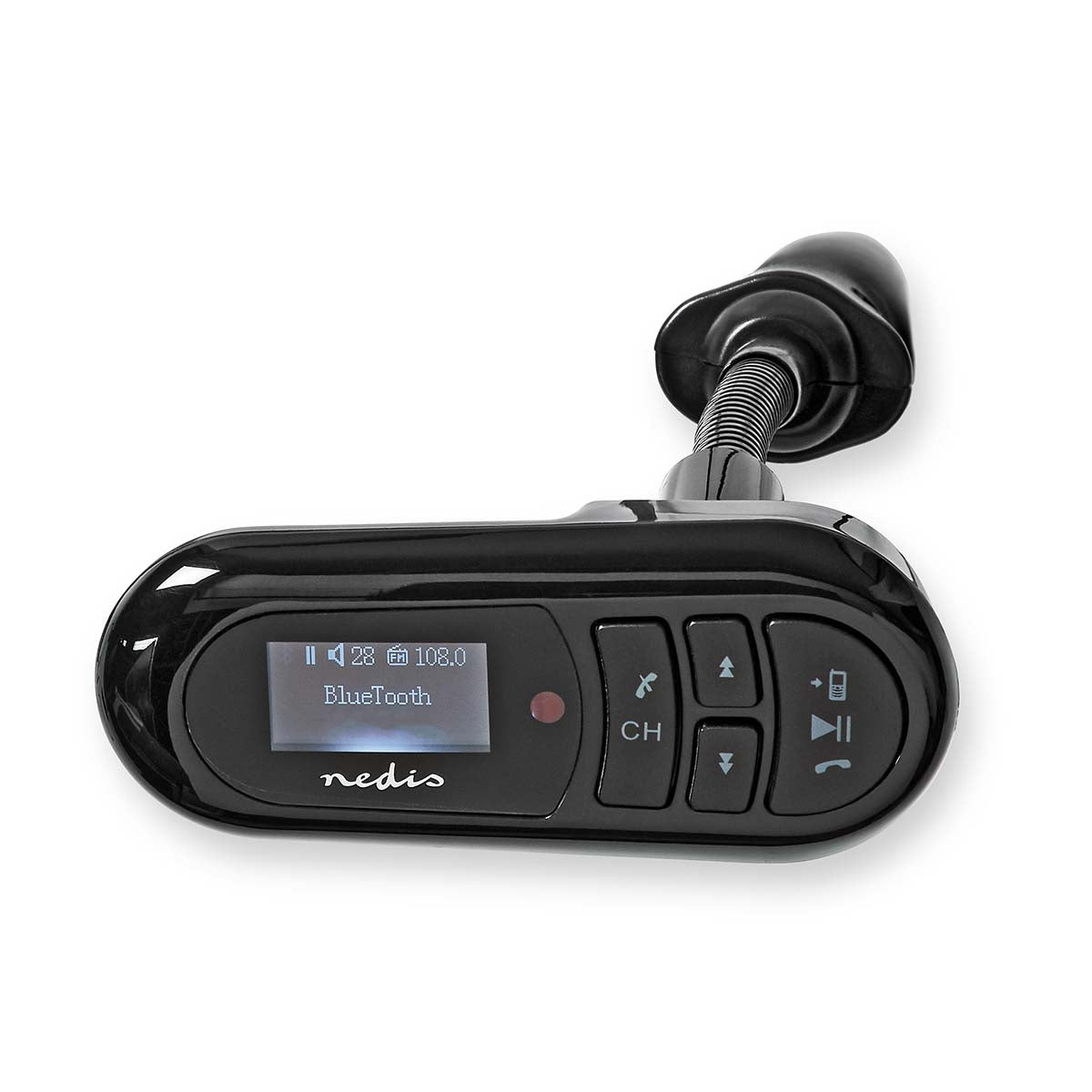 Car FM Transmitter | Gooseneck | Wireless calls | 0.4 " | LCD screen | Bluetooth® | 5.0 V DC / 0.5 A | Google Assistant / Siri | Black
