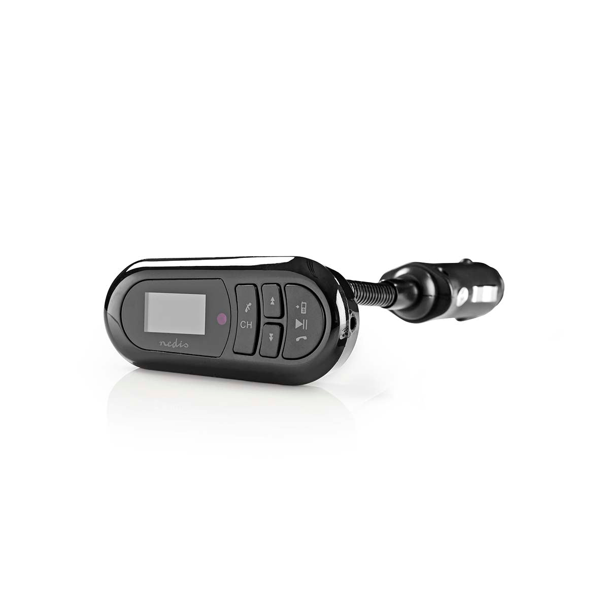 Car FM Transmitter | Gooseneck | Wireless calls | 0.4 " | LCD screen | Bluetooth® | 5.0 V DC / 0.5 A | Google Assistant / Siri | Black