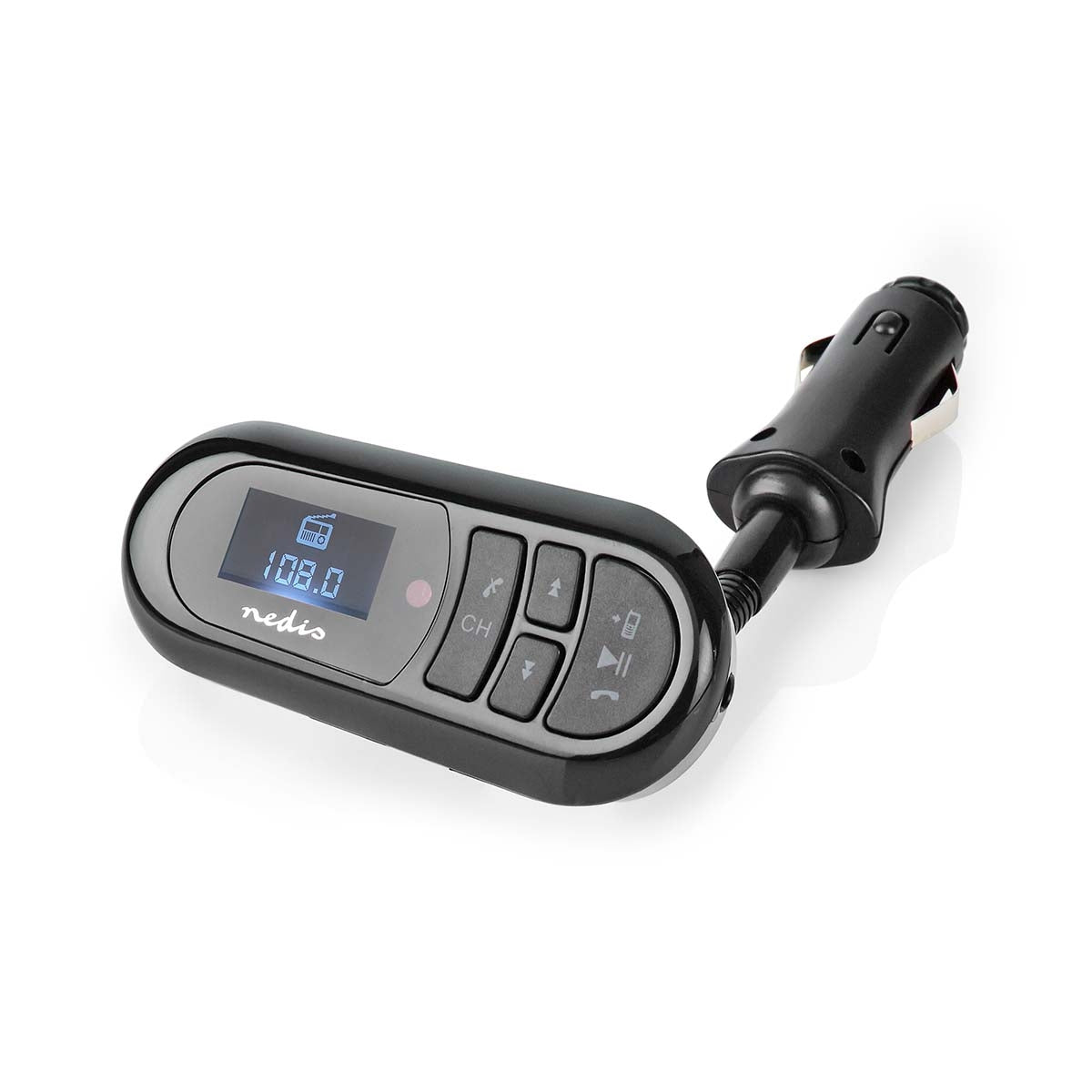 Car FM Transmitter | Gooseneck | Wireless calls | 0.4 " | LCD screen | Bluetooth® | 5.0 V DC / 0.5 A | Google Assistant / Siri | Black