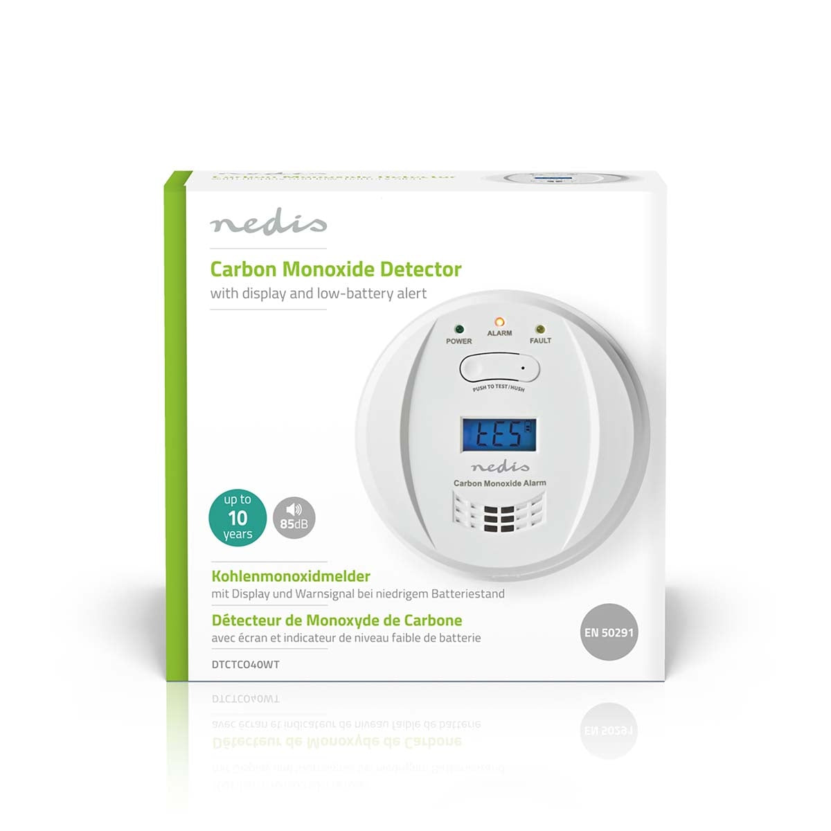 Carbon Monoxide Alarm | Battery powered | Battery life up to: 5 years | With pause button | With test button | 85 dB| White