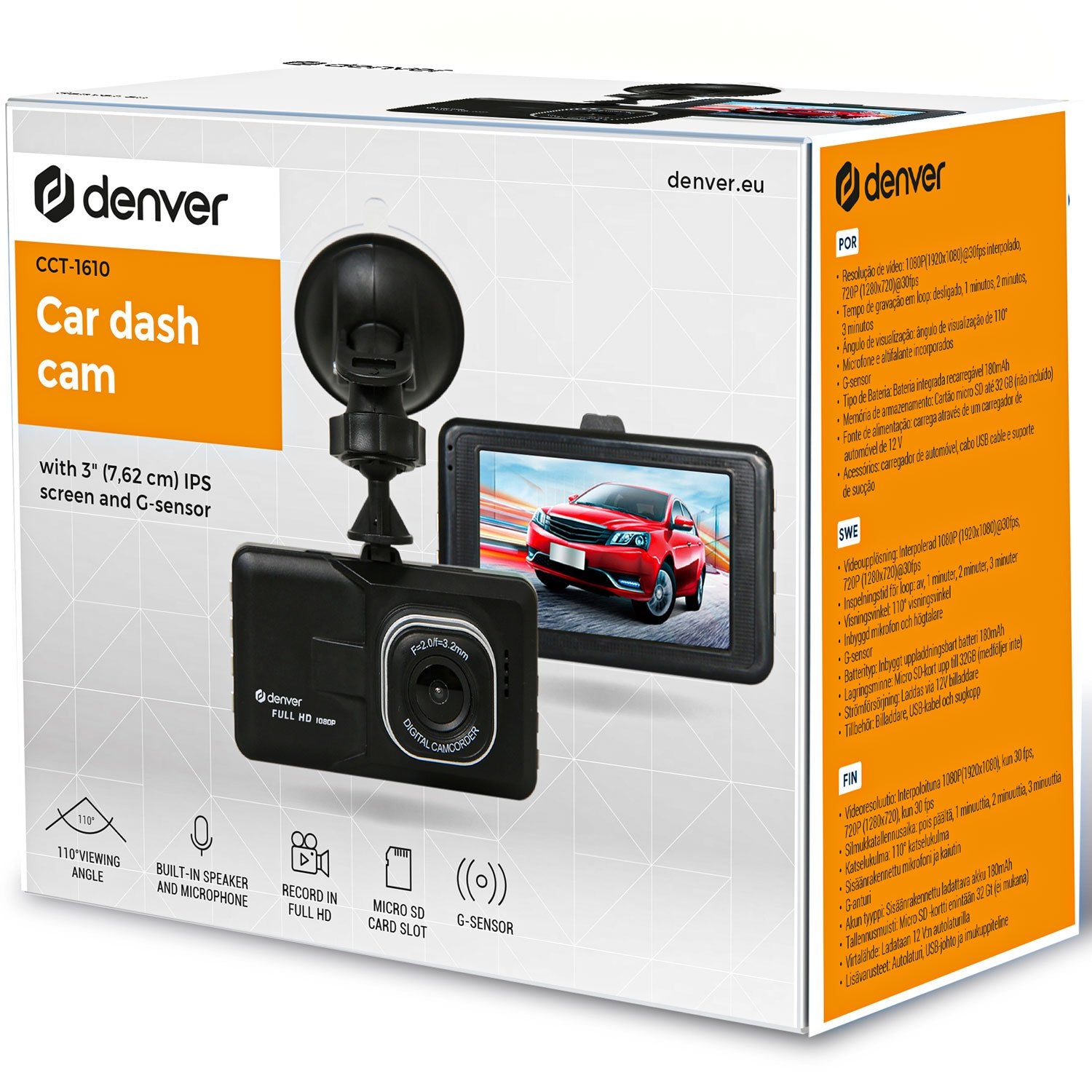 Car camera with 3" screen, G-sensor and 110° wide angle