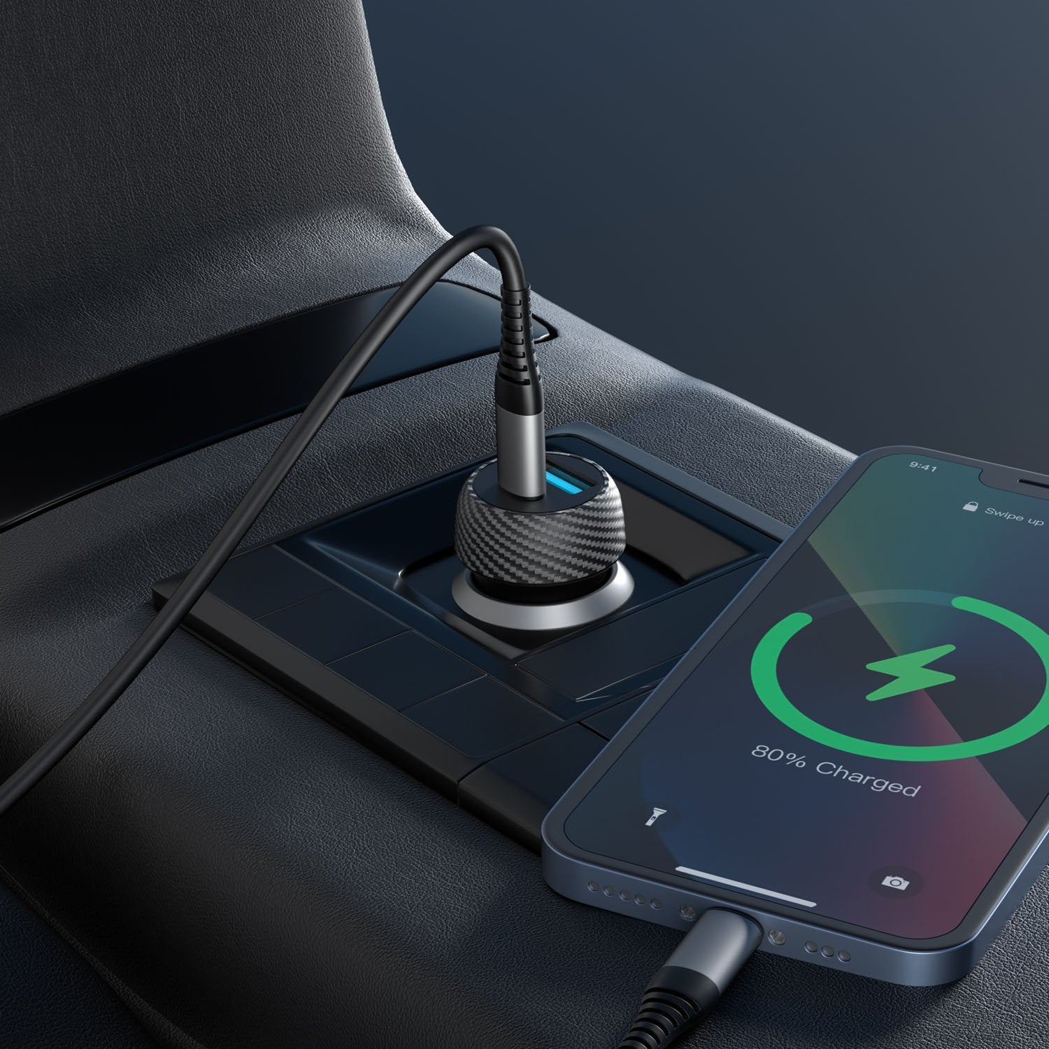 Car charger 1xUSB-C PD 1xUSB-A 35W