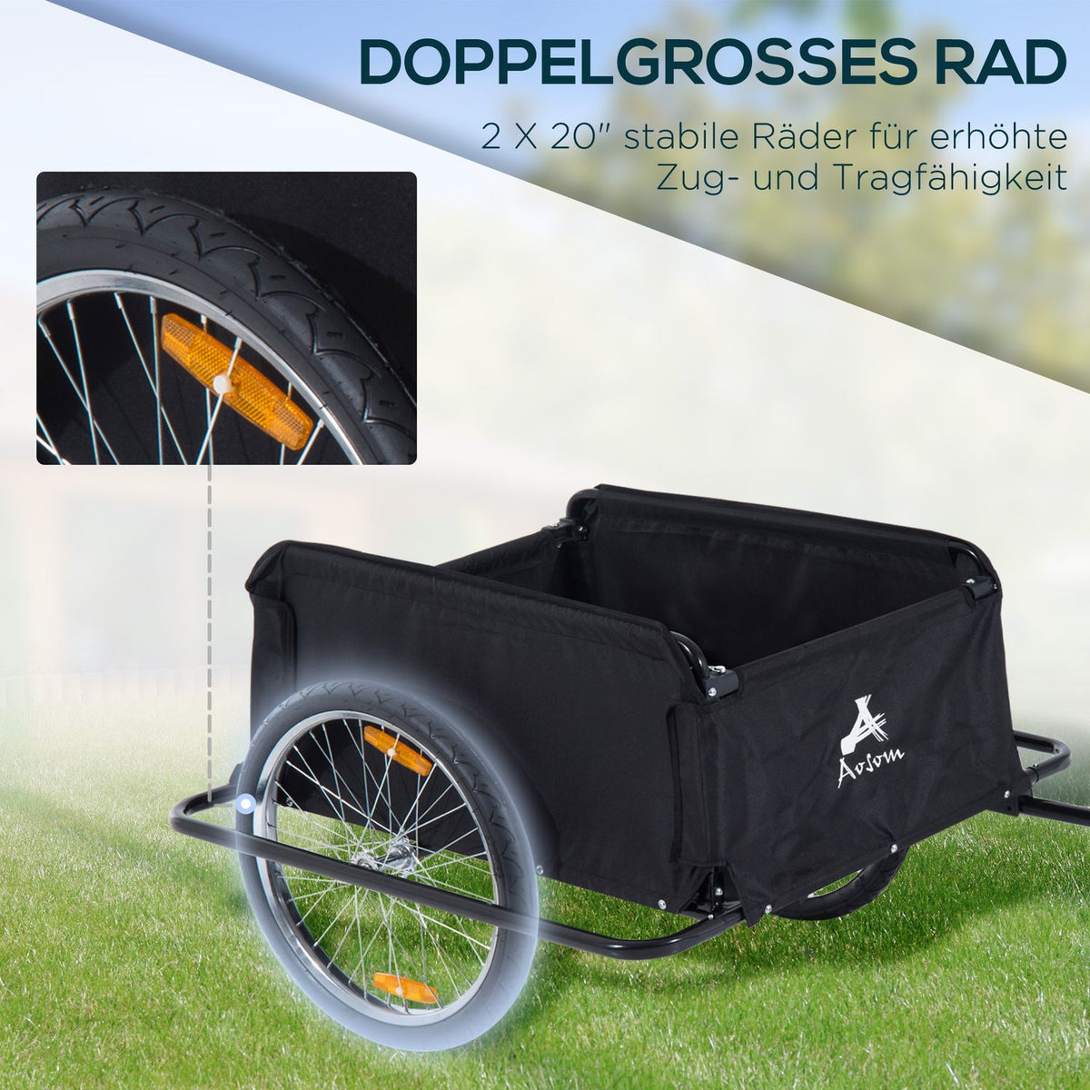 Cargo Trailer For Bicycles, Transport Trailer Cargotrailer, Black, New