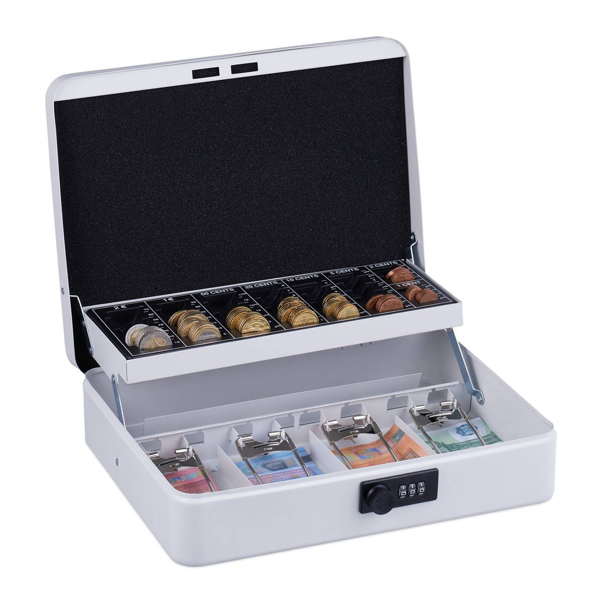 Cash drawer with combination