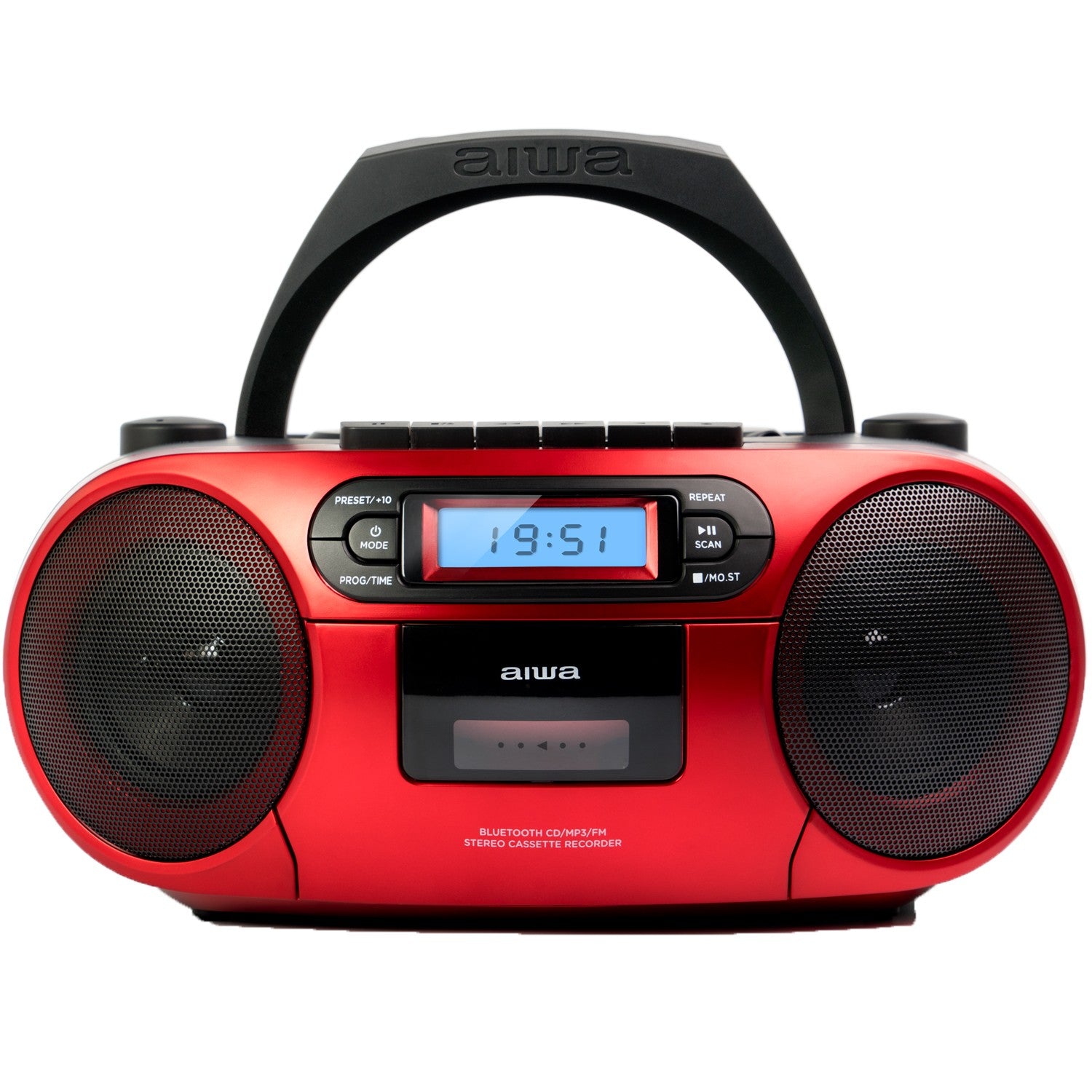 Cassette radio CD/FM radio/Cassette tape/USB/BT Red