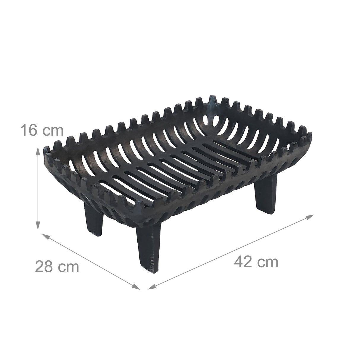 Cast Iron Fireplace Log Grate with Feet, Size L