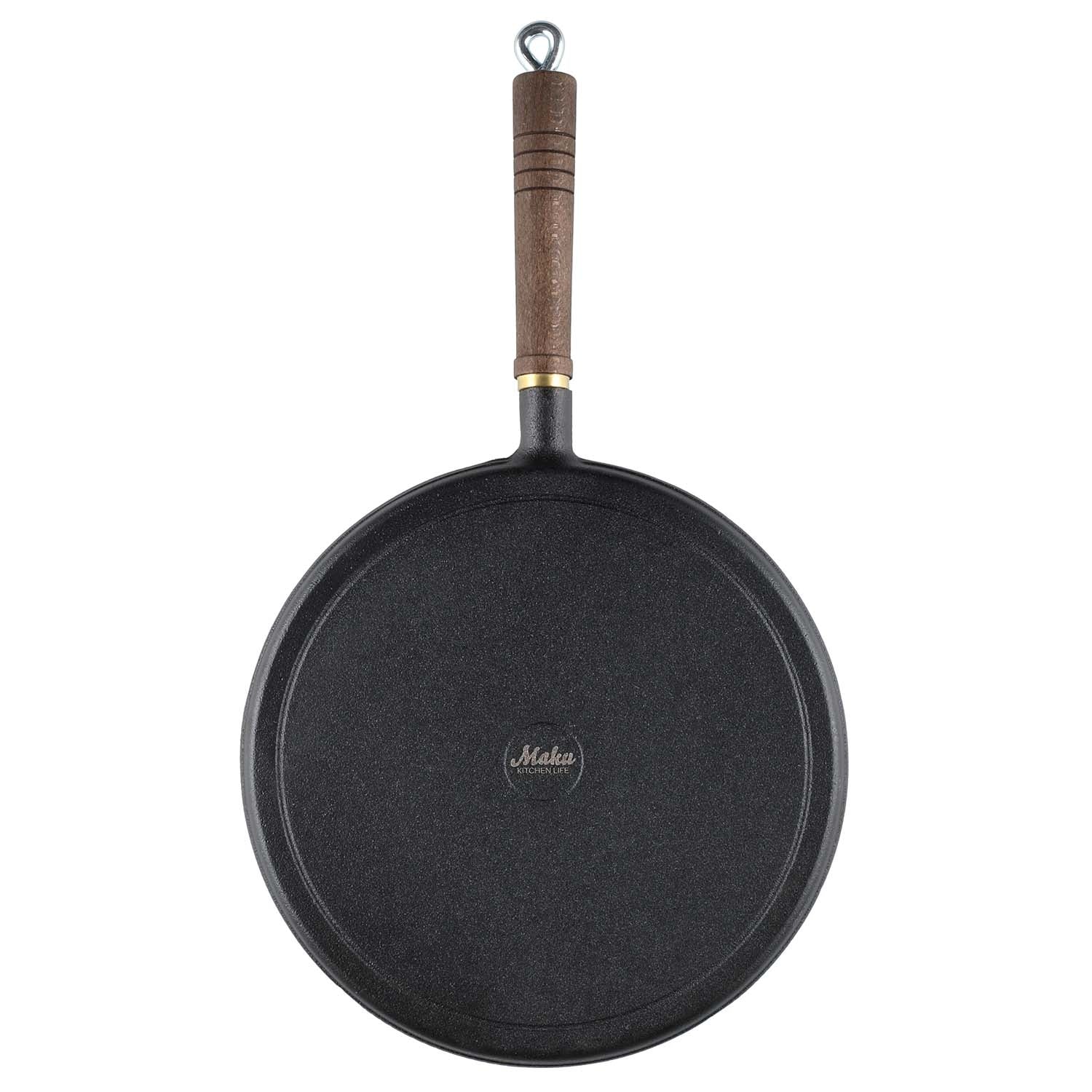 Cast Iron Pancake Pan with Wooden Handle