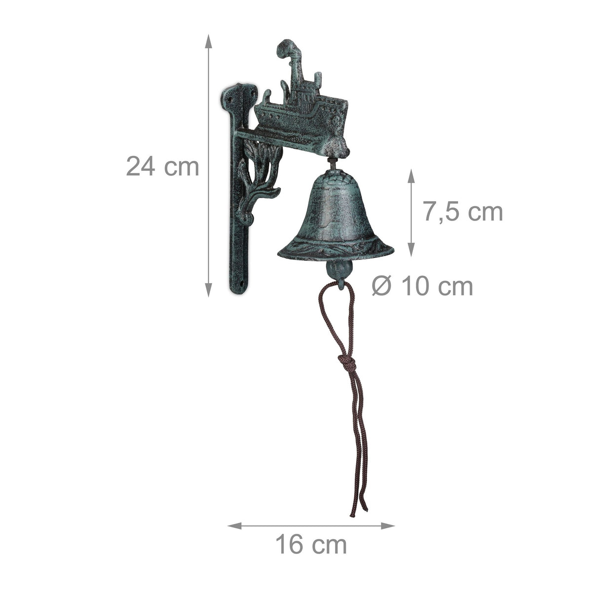 Cast iron doorbell with ship