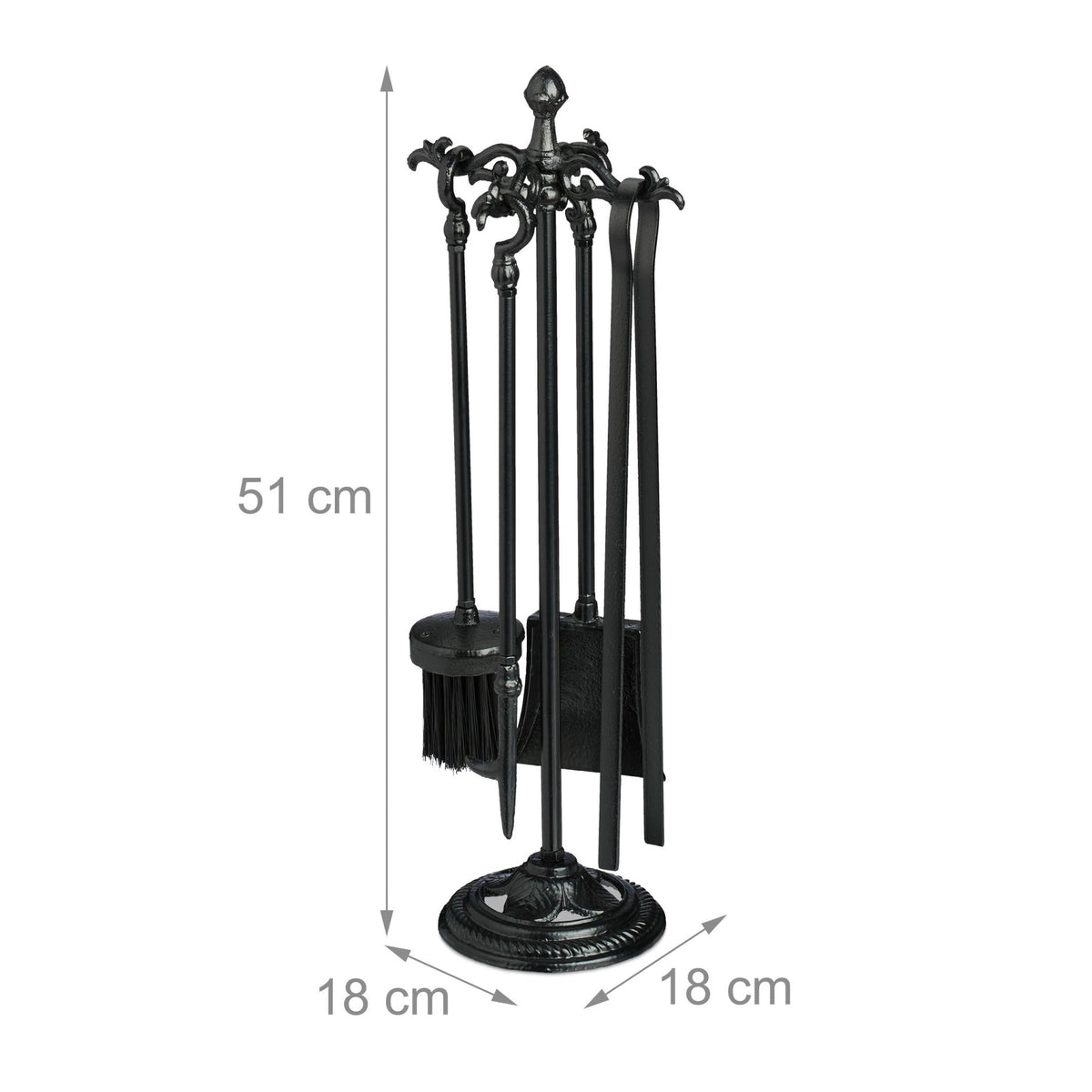 Cast iron fireplace set with 5 parts