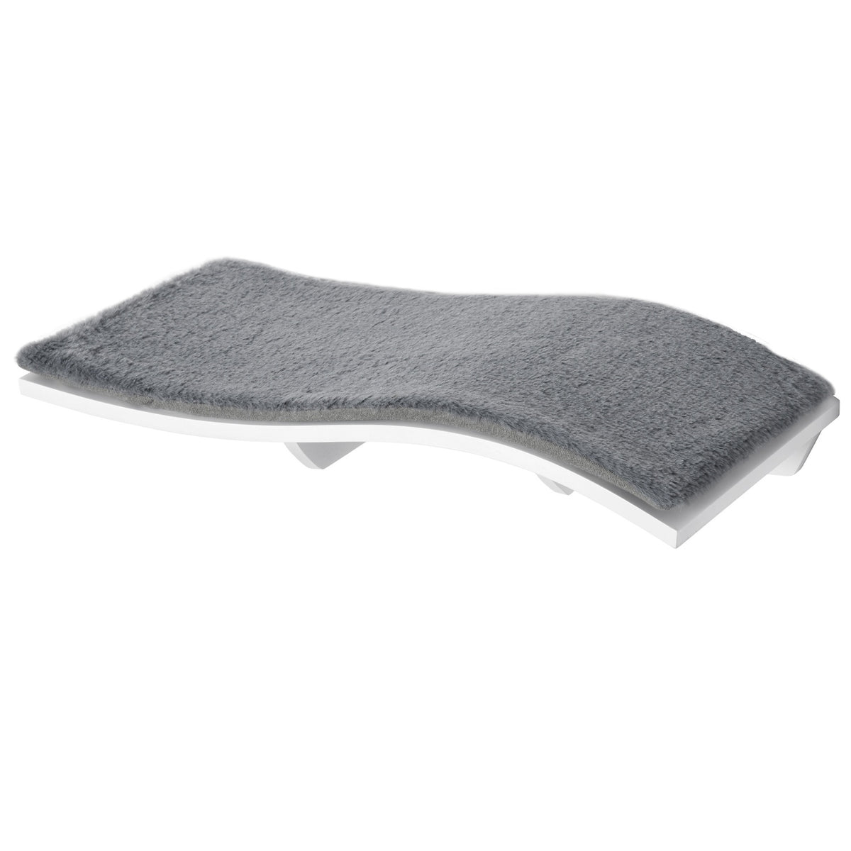 Cat Bed Wall Lounger Wall Mounted With Plush Cushion, Mdf, For Cats, White + Gray, 53X28X12Cm
