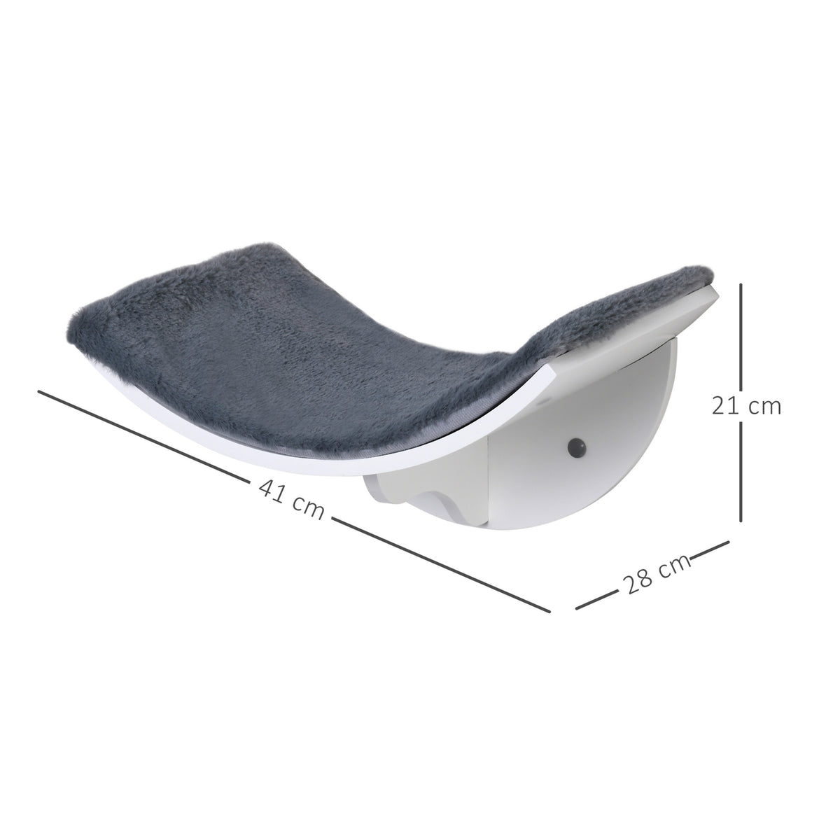 Cat Bed Wall Mounted Stylish Wall Lounger For Cats, Plush Cushion, Mdf, Easy Installation, White + Gray, 41X28X21Cm