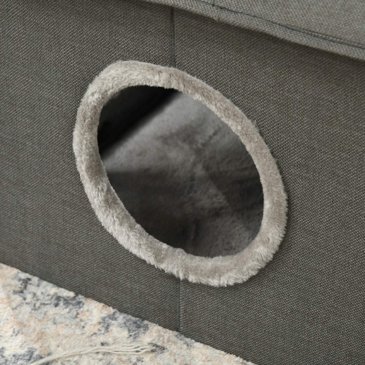Cat Cave Cozy Cat House With Two Doors, Cushions, Cat Bed For Up To 5Kg, Polyester In Grey