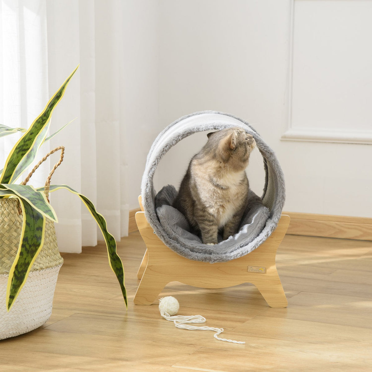 Cat Cave With Shelf Indoor Cat House, Scratching Pad, Gray, 41X40X47Cm