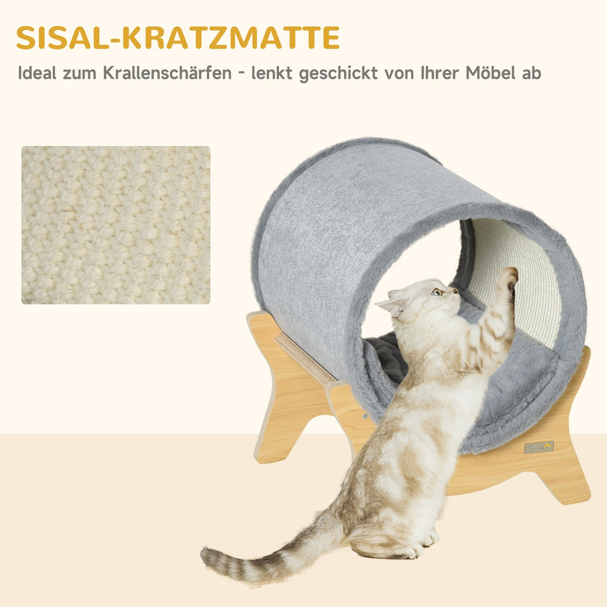 Cat Cave With Shelf Indoor Cat House, Scratching Pad, Gray, 41X40X47Cm