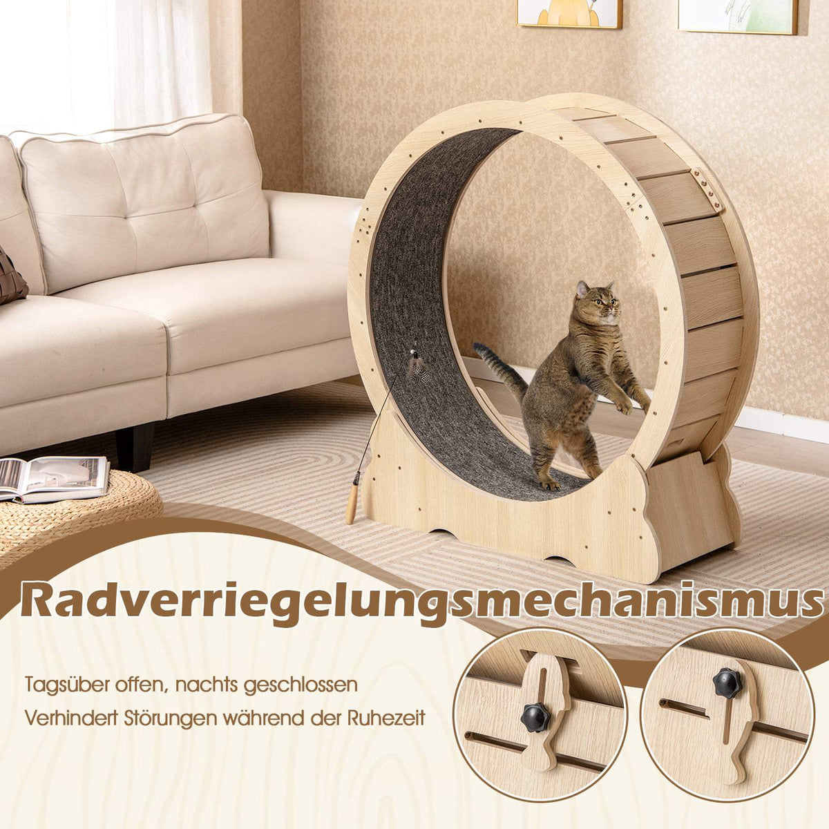 Cat Exercise Wheel with Lock, 101 cm, Quiet Design