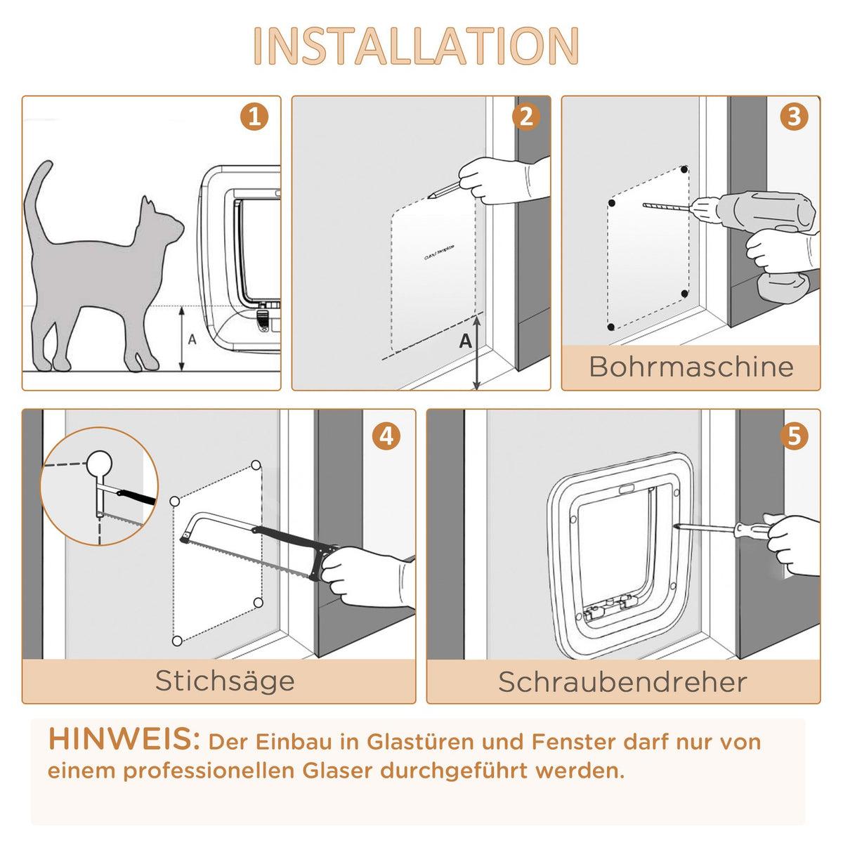 Cat Flap Dog Flap With 4 Locking Options And Magnet, For Interior And Exterior Doors, 30X29X10Cm