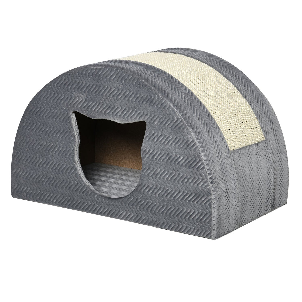 Cat House With Scratching Board, Sisal Gray, Cat Cave, 48.5X30X30Cm