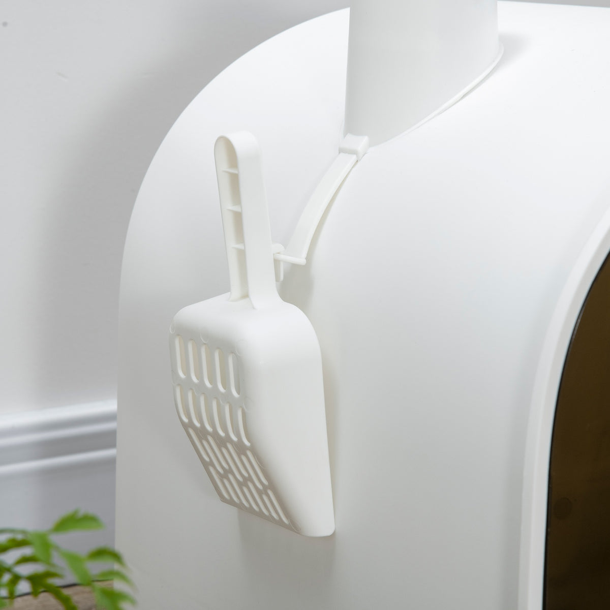 Cat Litter Box With Hood Toilet For Cats Up To 5 Kg, With Lid, Cat Litter Mat, Plastic, White, 43X44X47Cm