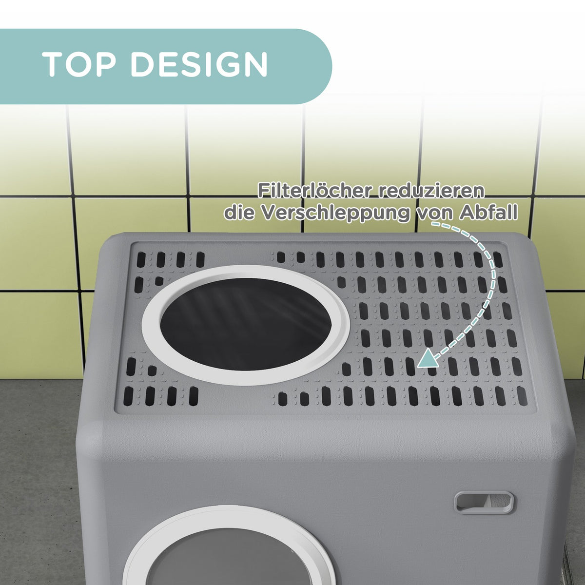 Cat Litter Box With Lid, Cat Litter Box With Scoop, 2 Exits, Toilet For Cats Up To 4 Kg, Plastic, Grey, 52 X 41 X 38.5 Cm