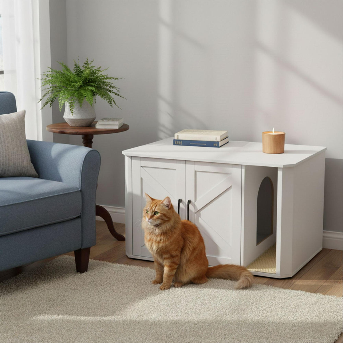Cat Litter Cabinet with Mat – Wood-Effect, Multi-Use