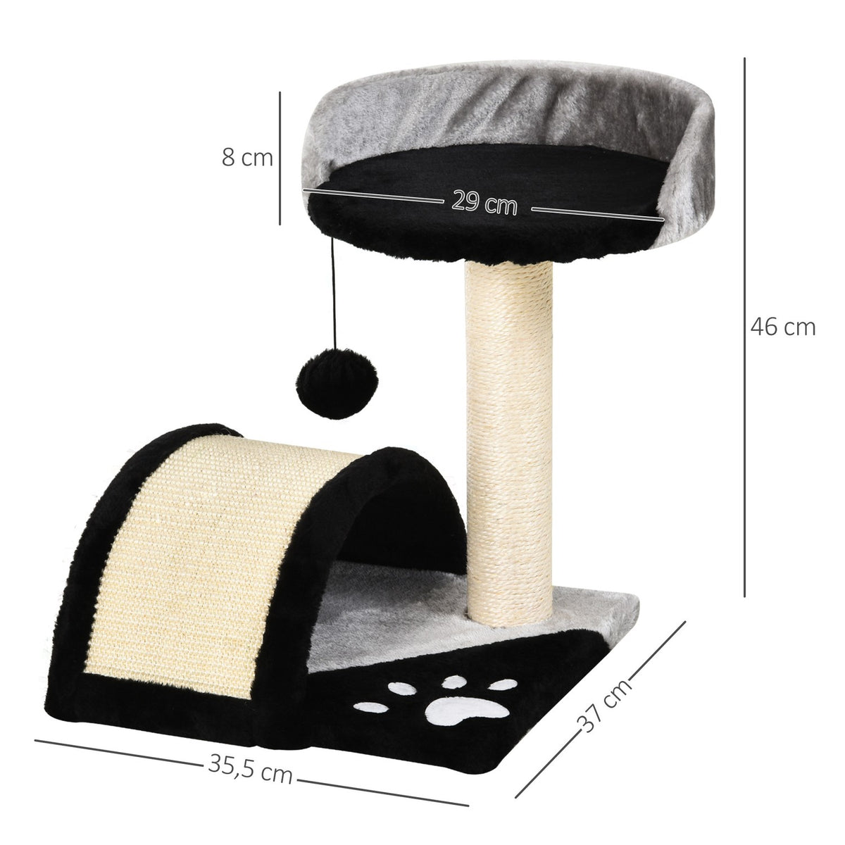 Cat Scratching Post Cat Scratching Post With Play Balls Sisal Rope Scratching Rods Black 35.5 X 37 X 46 Cm