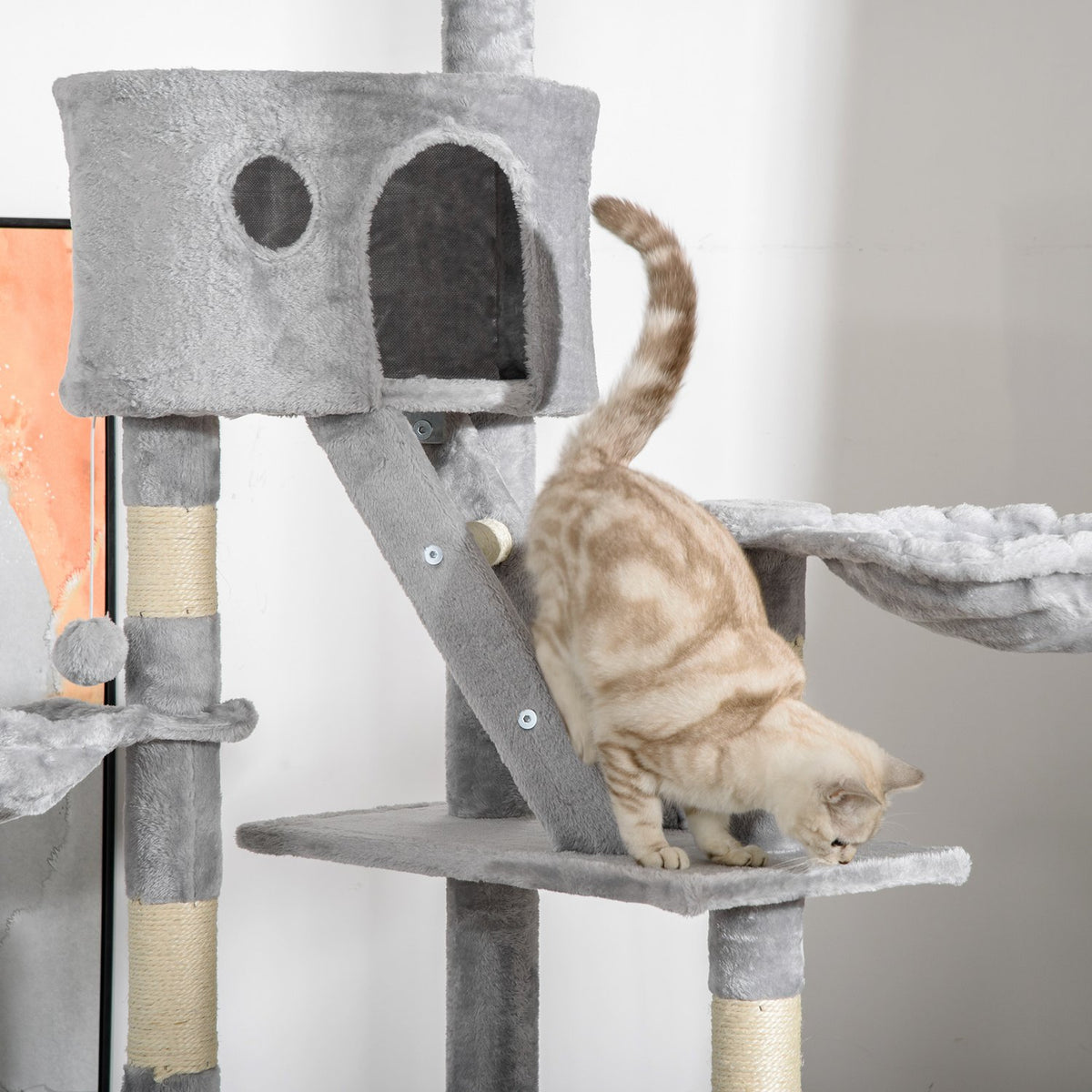 Cat Scratching Post Cheap Cat Scratching Post Climbing Tree Sisal Ceiling High (Light Gray) 60 X 45 X 240-260 Cm
