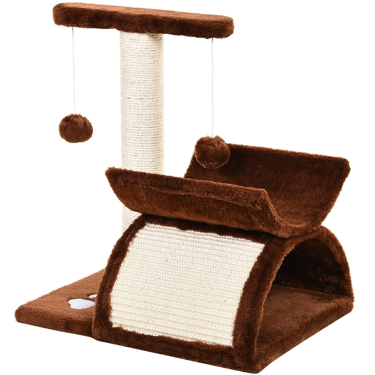 Cat Scratching Post, Play And Scratching Post With Play Ball, Brown, L40Xw30Xh43 Cm